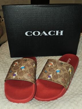 Coach Signature Kitten Print Udele Slides